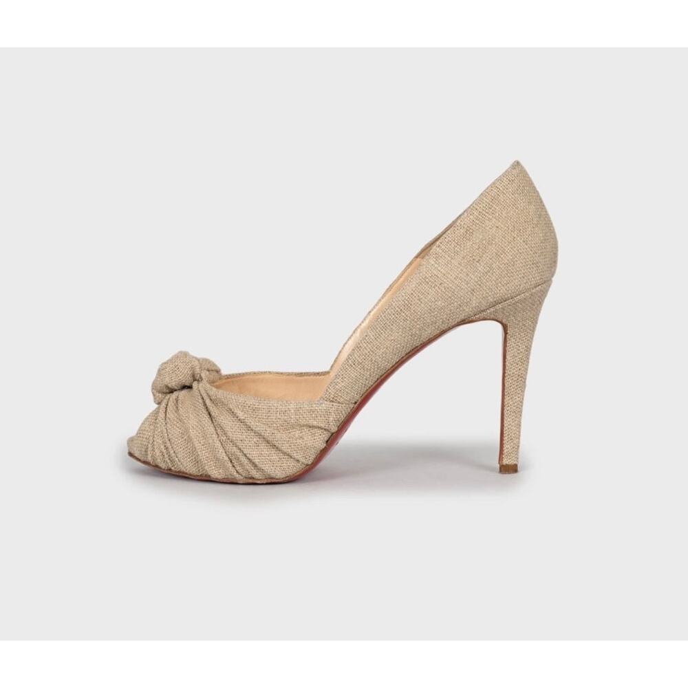 Christian Louboutin Beige Textile Open Toe Pumps 39.5